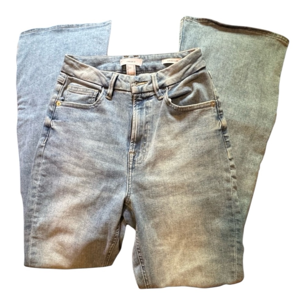 Forever 21 Blue Flare Wide Leg Jeans